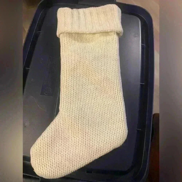 White Knit Monogram Christmas Holiday Stocking with the initial “D” in red 18” l - Picture 5 of 5